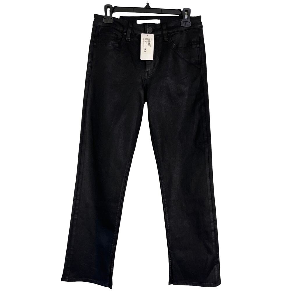 Hudson Jeans Nico Coated Black Mid Rise Straight Ankle Size 28 NWT
